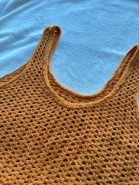 CLOSET CLEAN OUT Open Knit Sleeveless Tank Top - Mustard/Orange